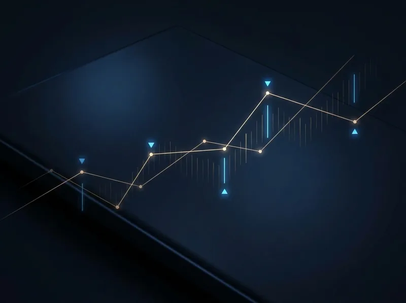 AI-powered market signals panel with live trend chart, confidence ratings and risk indicators